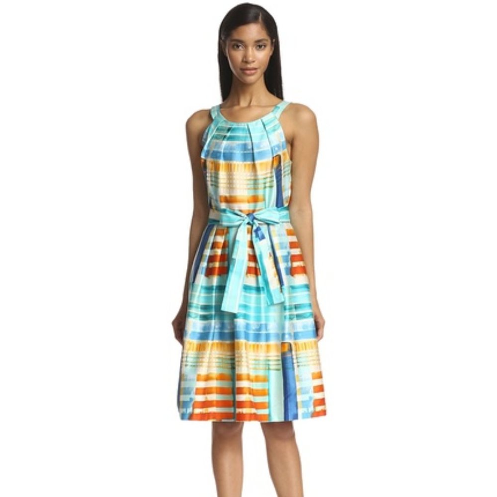 Chetta B. Paint Strokes Fit and Flare Dress - Size 4